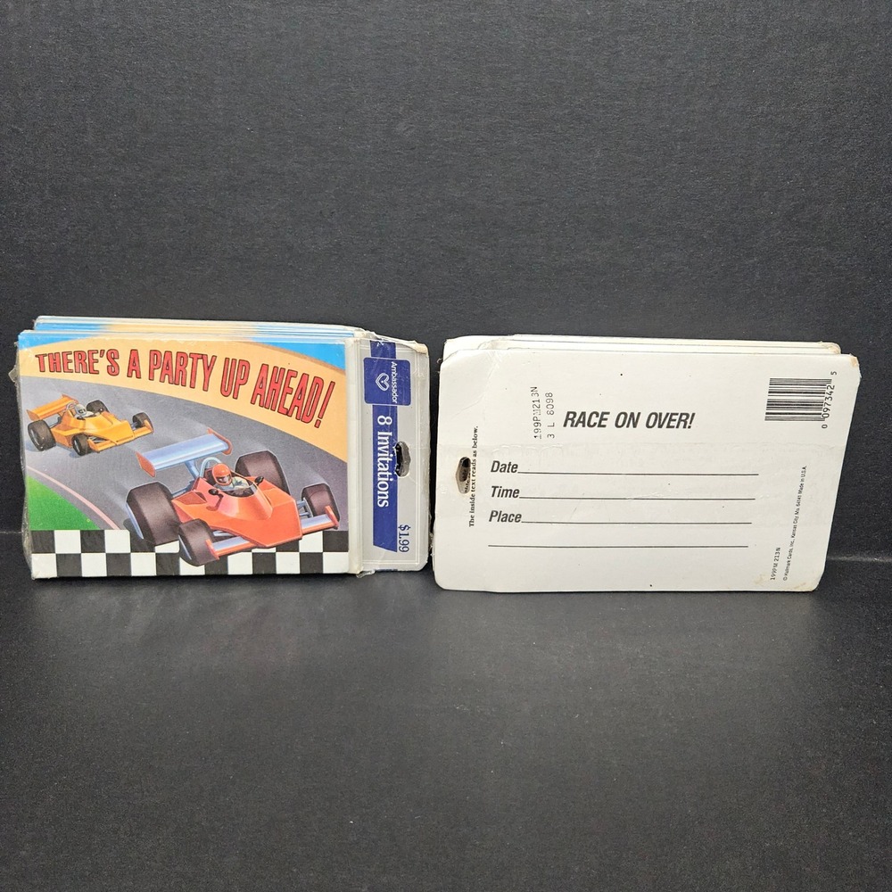 Ambassador Race Car Birthday Party Invitations Kids Multicolor 8ct Lot of 6